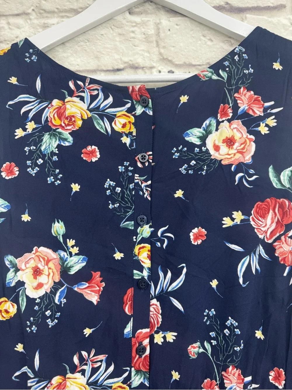 Torrid Floral Babydoll Tunic Tank Top Navy Blue Sleeveless Rayon Blouse 3X NWT